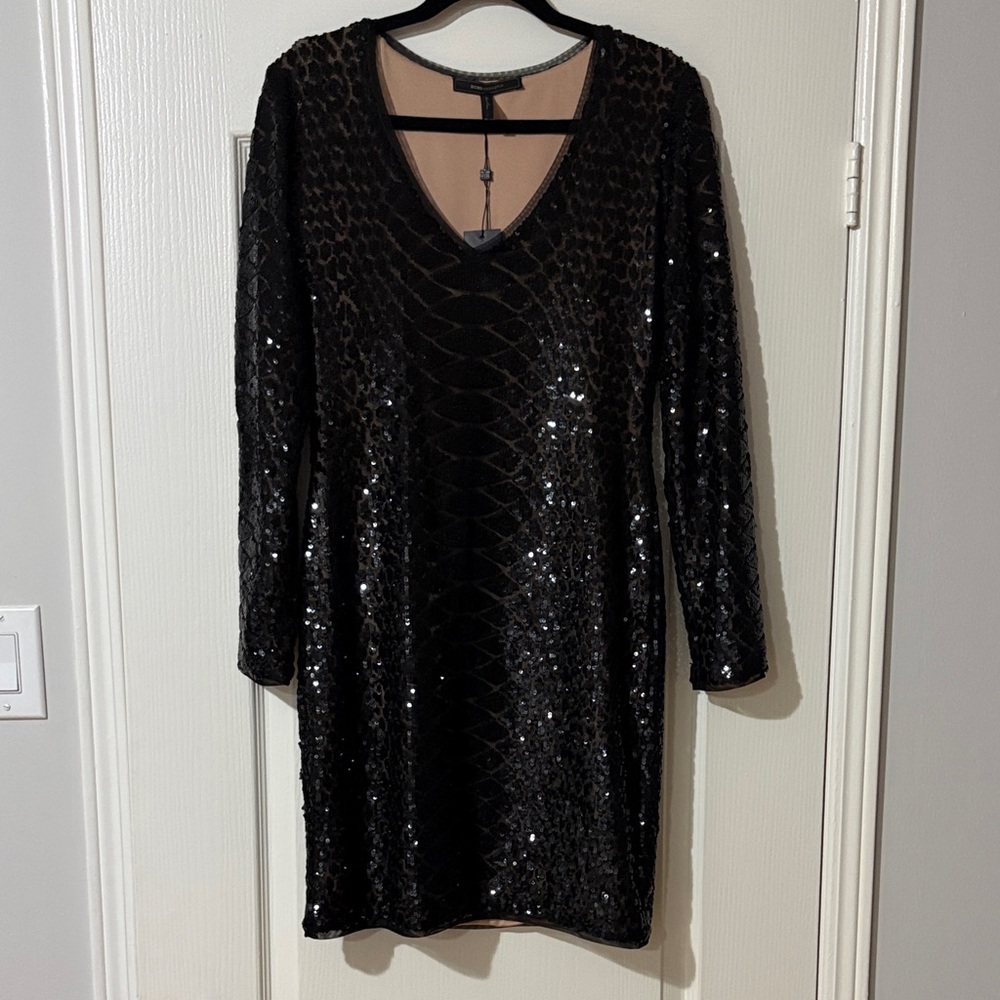 NWOT BCBGMaxAzria Cocktail Sequin Full Sleeve Dress